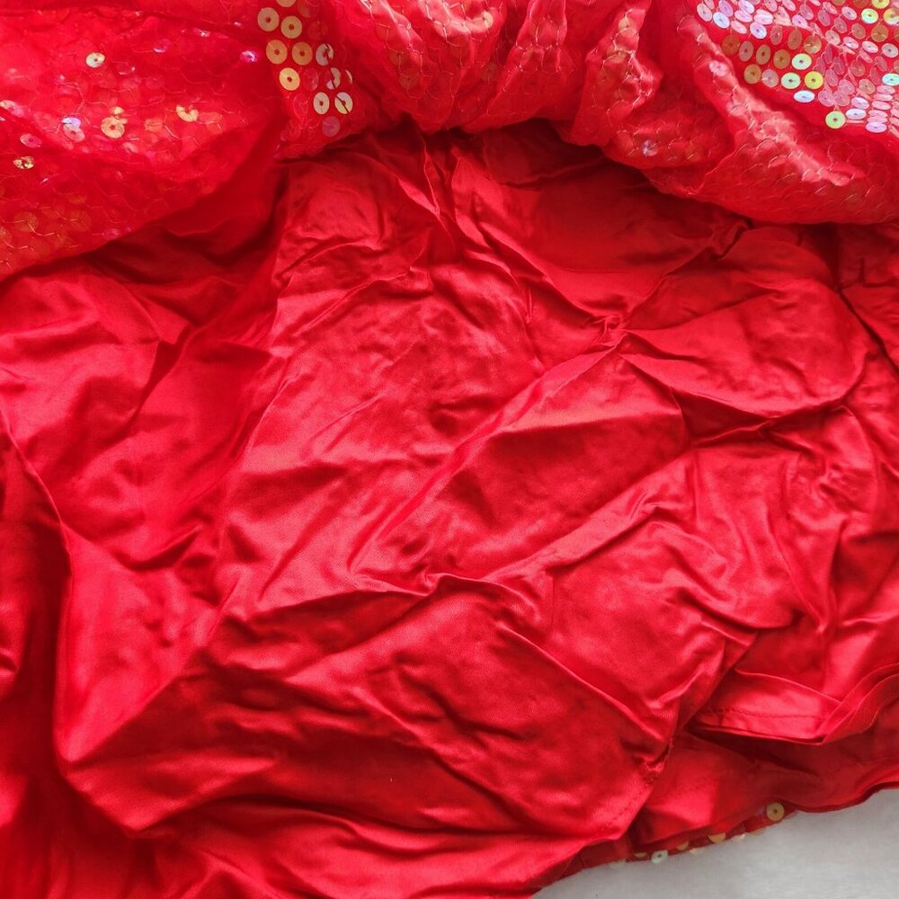 Vtg 90s Vicky Tiel Red Sequin Dress Sz‎ 44 Paris Couture Off Shoulder Cocktail - Picture 12 of 16